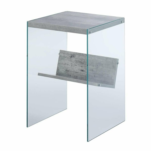 Convenience Concepts Soho End Table in Faux Birch, Glass HI196024